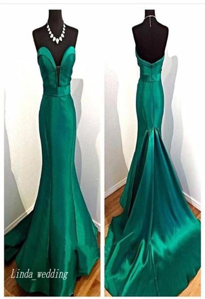 

emerald green evening dress elegant mermaid sweetheart satin long backless women wear prom night party gown4199649, Black;red