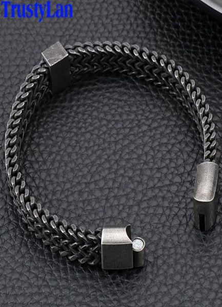 

link chain retro black stainless steel bracelet bangles for men male jewelry accessories mens armband bracelets his boyfriend gif7509494