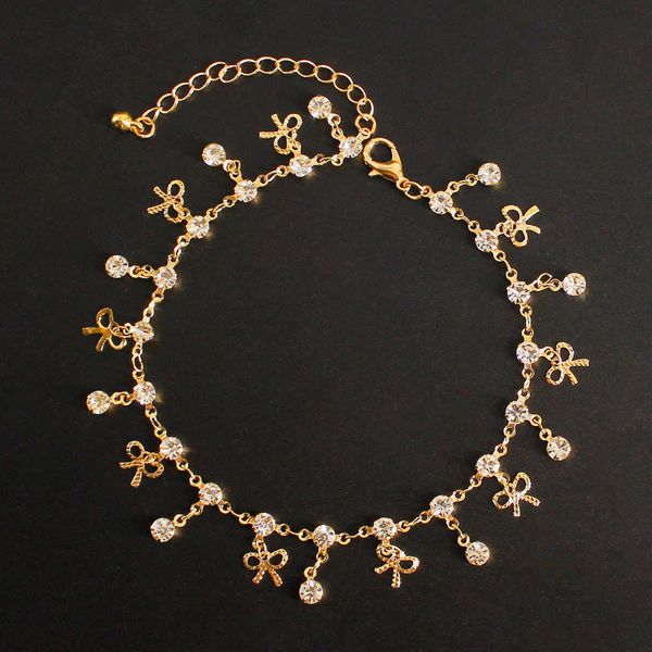 

anklets trendy multiple butterfly bow-knot crystal pendant anklet summer beach fashion gold color ankle barefoot sandals accessories aa23053, Red;blue