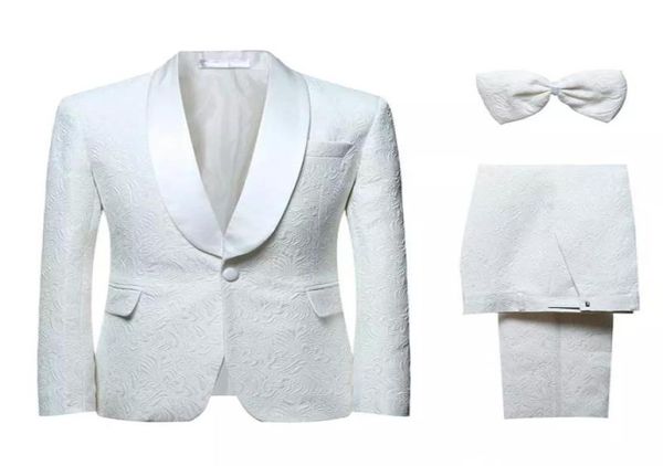 

selling fashion wedding suits colour white three pieces jacketpantbow tie side vent print bridegroom formal wears2782674, Black;gray