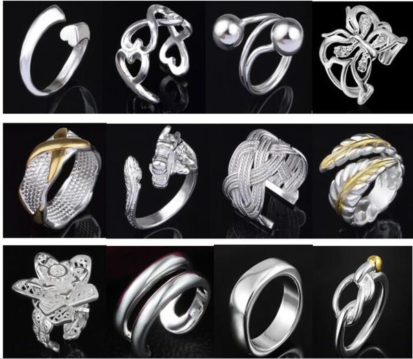 

jewelry factory beautiful mixed 50pcs charm 925 silver ring with side stones jewelry lowest fashion 13448978790