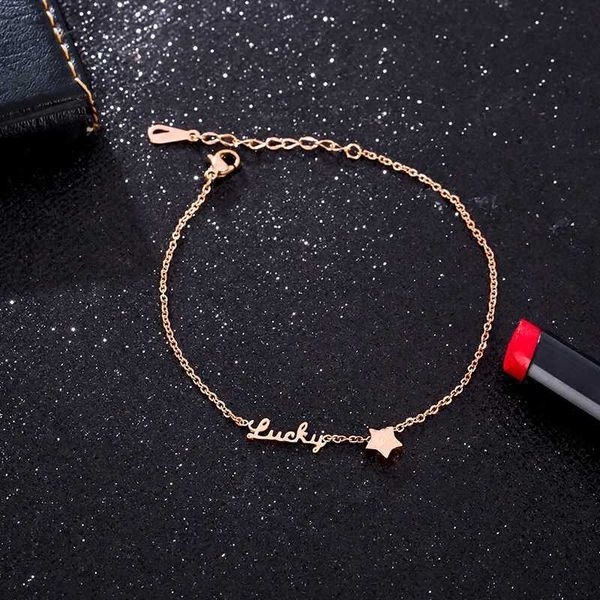 

anklets summer lucky jewelry for women stainless steel cute letter lucky star ankle bracelets for women charm pentagram anklet aa230530, Red;blue