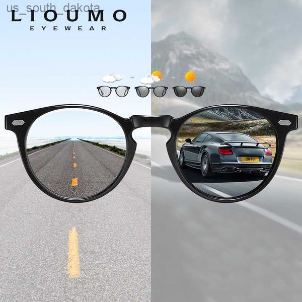 

sunglasses new design ultralight tr90 polarized round pchromic sunglasses men women uv400 lens sun glasses discoloration shades glasses l230, White;black