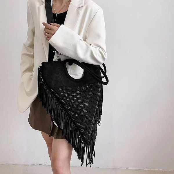 

new diamond triangle deformity fashion designer senior sense large capacity portable tassel bag new everything single shoulder crossbody bag