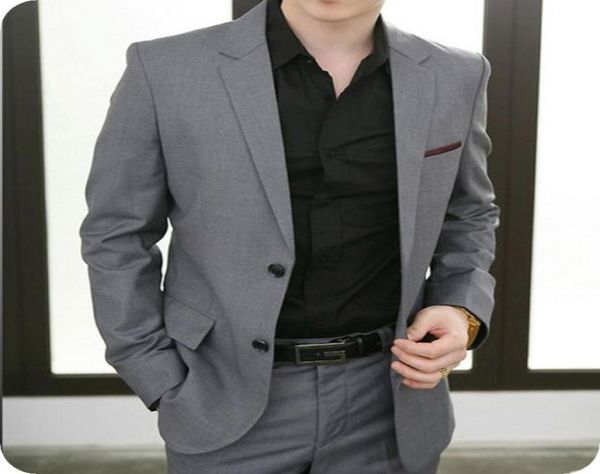 

custom made men suits grey smart business suits wedding suits casual tailored tuxedo 2 pieces slim fit terno blazer masculino jac7380809, Black;gray