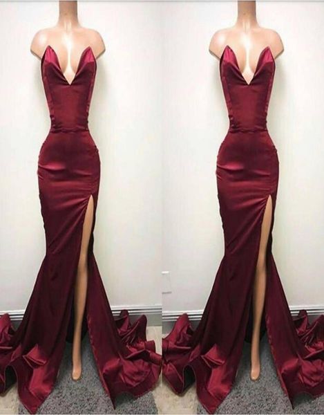 

2017 new dark red sweetheart mermaid prom dresses high side split evening dresses custom made party gowns4134436, Black