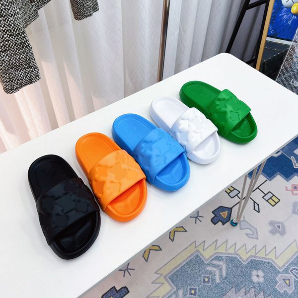 

designer slippers flat waterfront mule slipper rubber comfort embossed slides sandals summer beach women men slip-on slide sandal size 35-45, Black