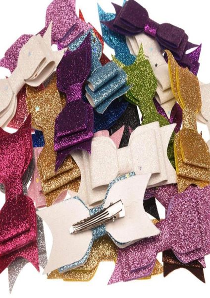 

50pcs sequin powder bow fashion accessory bowknot allitagor clip cute barrette glitter chic hair accessory boutique hairbow2646233, Slivery;white