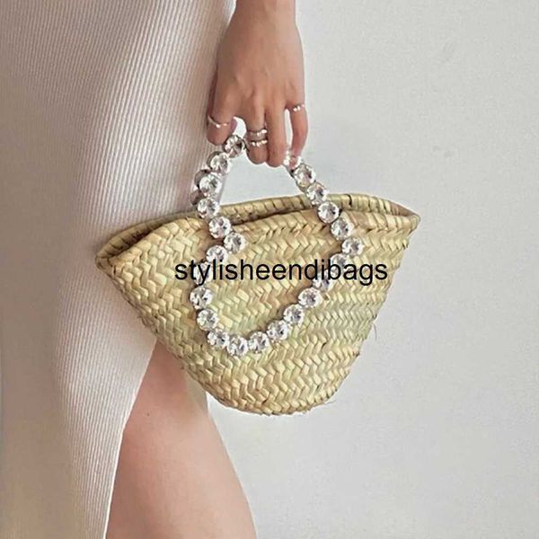 

stylisheendibags totes luxury diamonds straw bag heart handle women's handbags designer wicker rattan bag summer beach basket bags shou