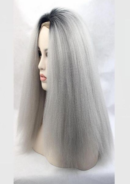 

ombre black t grey synthetic wig straight kinky straight middle part black women039s wig long synthetic hair22322709201728