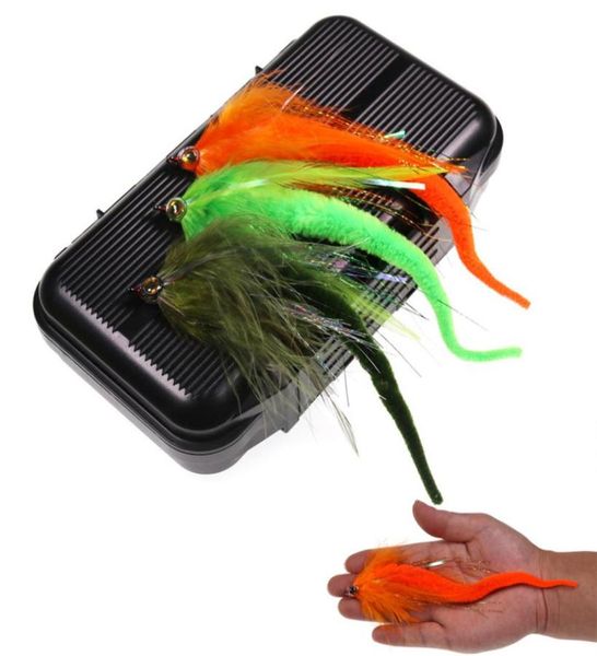 

1box10pcs 6 colors dragontail fly for bass or muskie fishing lures big game saltwater baitfish fishing streamer fly 20 hook 20112479120