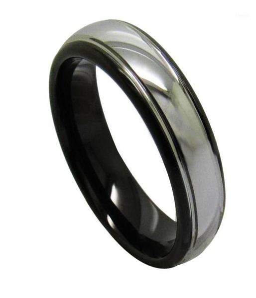 

vintage 6mm width black rings for men tungsten wedding band dome band high polished silver color outside 61314024166, Slivery;golden
