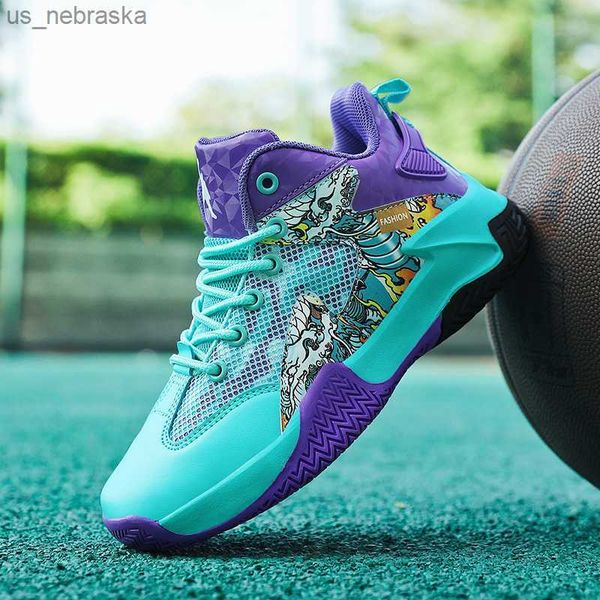 

athletic outdoor 2022 new children basketball shoes breathable boys basketball sneakers kids highsports shoes comfortable outdoor trainers l, Black