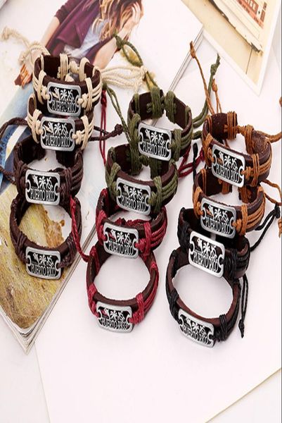 

2015 latest version punk style 100 genuine leather bracelet handmade man woman puerto rico rope adjustable bracelet 20pcslot5139637, Black