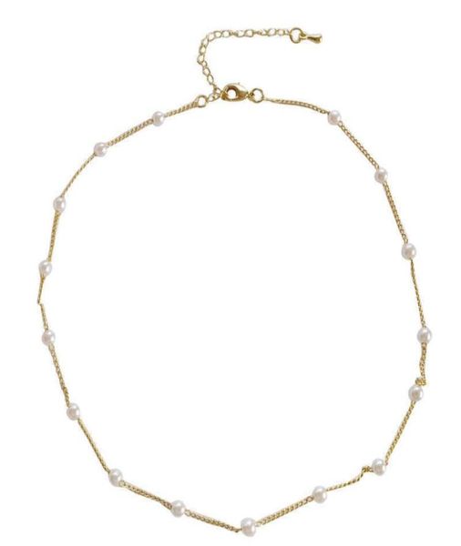 

duoying oem collier de perles new design women gold plated natural dainty pearl necklace6394438, Silver