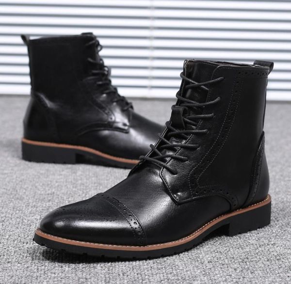 

brogues ankle boots men leather boots men shoesmale chukka boots men shoes zapatos de hombre erkek bot buty meskie sepatu pria ch9202659, Black