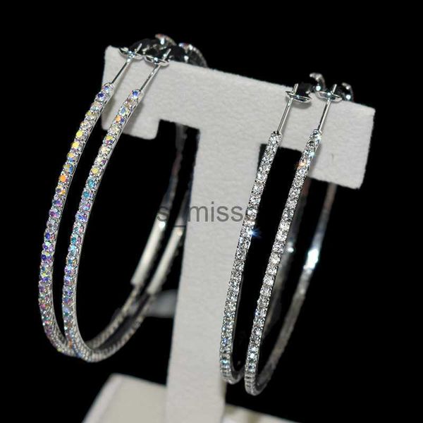 

stud luxury crystal big hoop earrings earrings accessories fashion exaggerated hoops ear loop circle for women girl's jewelry j230529 j, Golden;silver