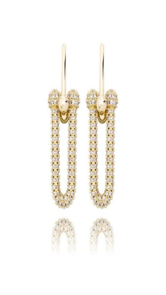 

luxury bling zircon men women earrings fashion personality gold silver color hip hop earrings trendy u shape party earrings24706279576599, Golden;silver