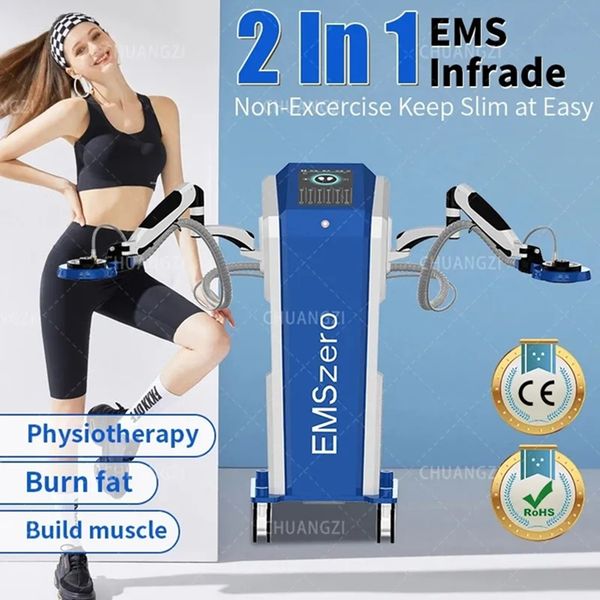 

2023 new slimming rf emszero 14 tesla 5600w 2 handle infrared electromagnetic stimulation muscle increase fat decrease beauty instrument