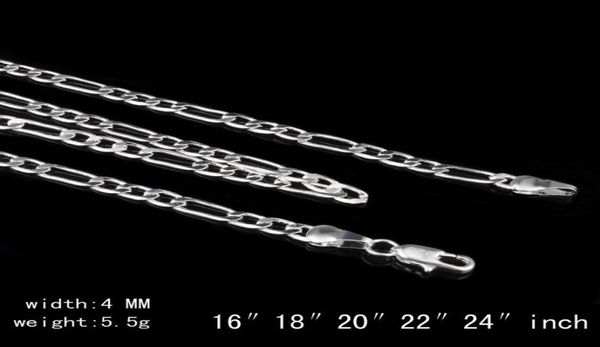 

4mm figaro chain necklace fashion classic mens long necklace for men women 925 sterling silver chain jewelry 16 18 20 22 24inches1600442