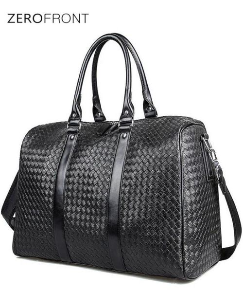 

duffel bags zerofront 2021 design woven pattern pu leather portable multifunction handbag high capacity men039s travel bag bla4832892