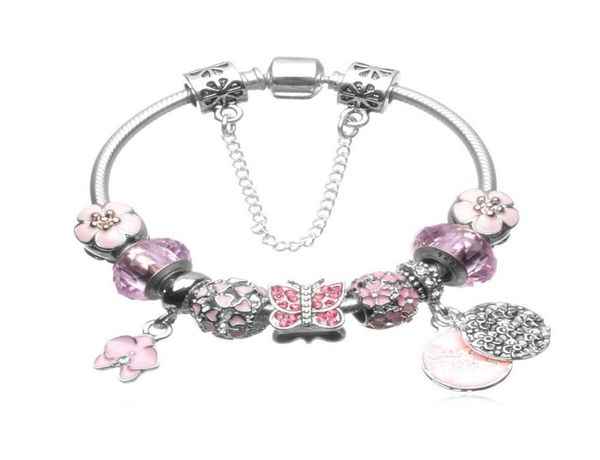 

wholepink glass beads bracelet valentine039s day gift bracelet suitable for pandora style jewelry5200338, Black