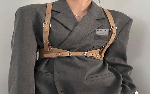 

belts punk gothic strap belt female dj nightclub shirt for women harness long corset waistband adjustable dress accessories8720216, Black;brown