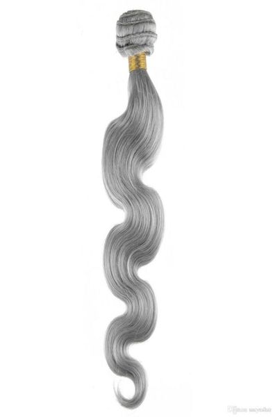 

silver grey hair extensions 100gpiece human hair weave brazilian body wave gray blonde brown vierge hair extension8951991, Black
