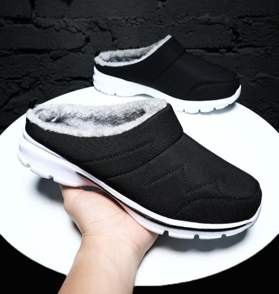 

slippers cotton men winter outdoor shoes waterproof coldproof casual plush warm man footwear big size 484925907, Black