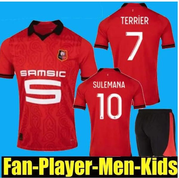 

23 24 stade rennais soccer jerseys home rennes maillot de foot 2023 2024 sulemana bourigeaud terrier doku laborde santamaria men kids kit fo, Black;yellow
