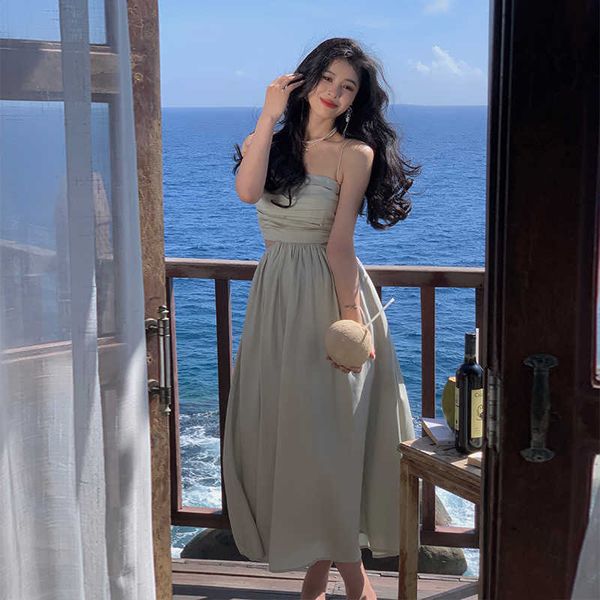 

white suspender dress female 2023 new early spring hollow long casual long party beach dress for woman white wedding prom dress, Black;gray