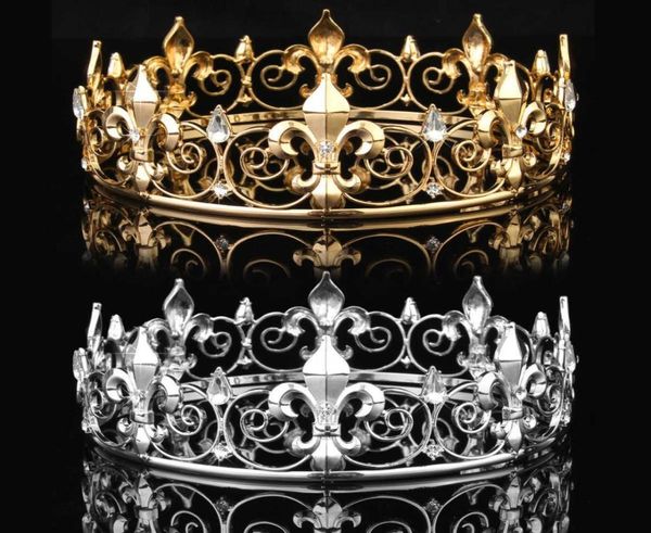 

whole circle gold prom accessories king men039s crown round imperial tiara 2106162339168, Slivery;golden