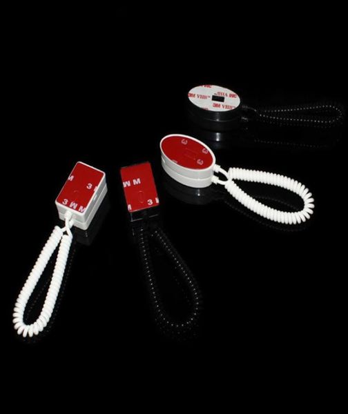 

50pcs cell phone security stand antitheft display holder black white bracket square oval retractable spring pull device for retai2283125