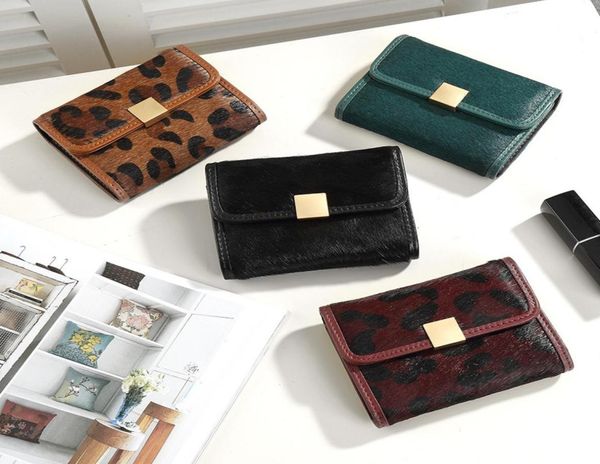 

wallet real leather card clip horse hair lady bag lovely organ bit leopard print mini set zero ins 0526865821, Red;black
