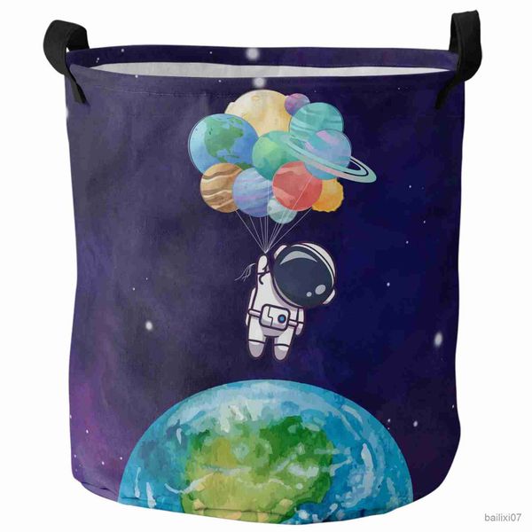 

basket universe space earth astronaut balloon dirty laundry basket home organizer basket clothing kids toy storage basket