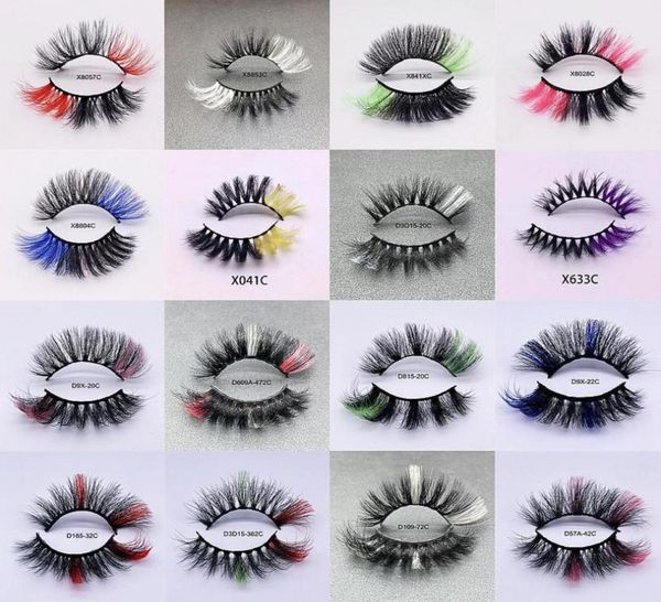 

false eyelashes mix color 15mm 20mm mink lashes ombre colorful bulk dramatic fluffy party colored for cosplay1247568