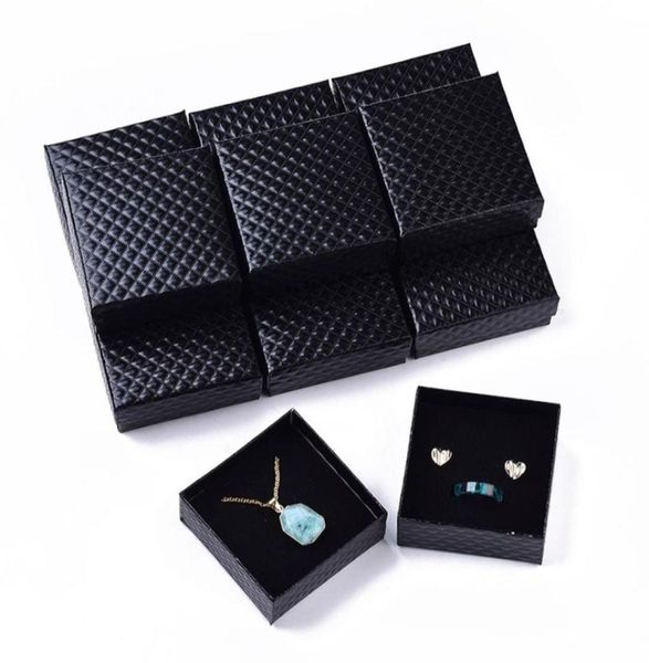 

12pc jewelry organizer storage gift box pendant necklace earrings ring box paper jewellry packaging container with sponge inside 25573763, Black;white
