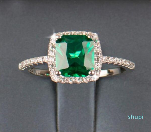 

big promotion 3ct real 925 silver ring swa element diamond emerald gemstone rings for women whole wedding engagement jewelry n8455849, Slivery;golden