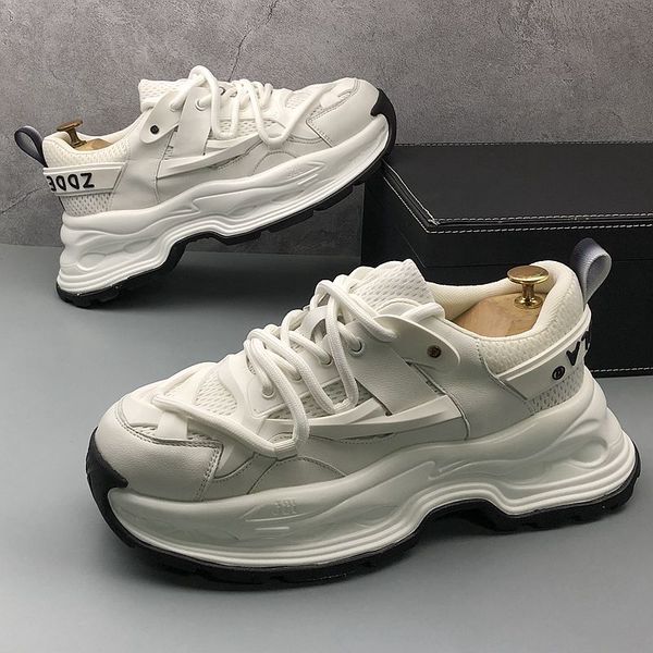 

italian designer dress wedding party shoes spring autumn light breathable casual sneakers round toe thick bottom business leisure driving wa, Black