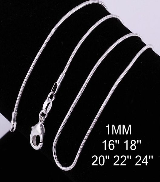 

1mm 16-24inches 925 sterling silver chain necklace fashion jewelry 931989