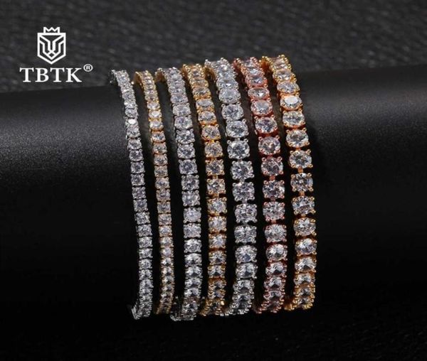 

tbtk fashion m 4mm 5mm one row iced out chain rose gold aaa zirconia tennis bracelet hiphop copper charms wrist luxury jewelry 2108775692, Black