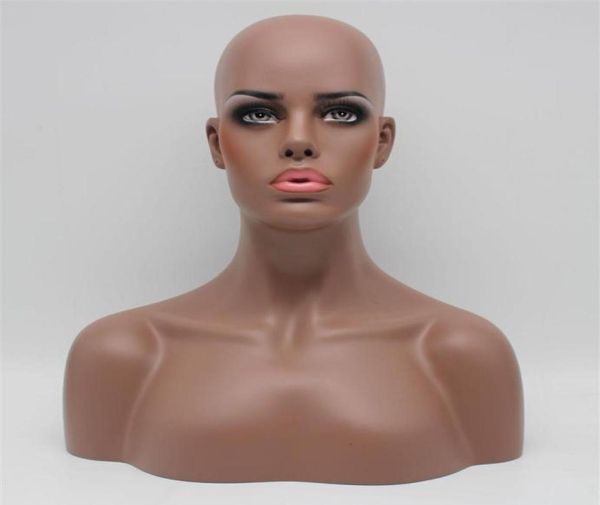 

one piece ems fiberglass african american female black mannequin head bust for lace wigs display323q4484124, White