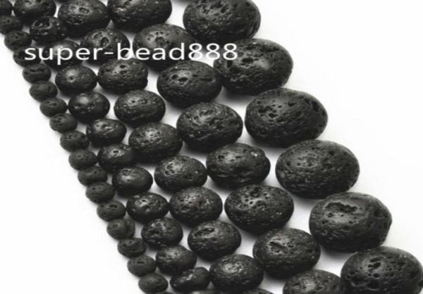

200pcs natural black volcanic lava stone round beads whole drop 4 6 8 10mm7127758