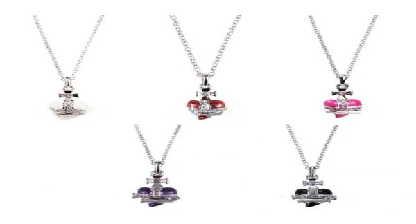 

classic fashion punk necklace heart saturn planet necklace west queen diamond nana women039s party fashion jewelry with box90762734233799, Silver