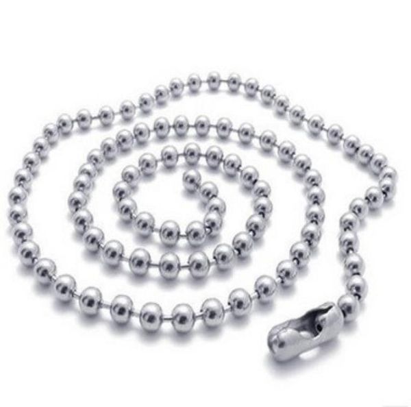 

100pcs 24mm 50cm 60cm 70cm silver tone ball beads beaded necklace chain 4871803