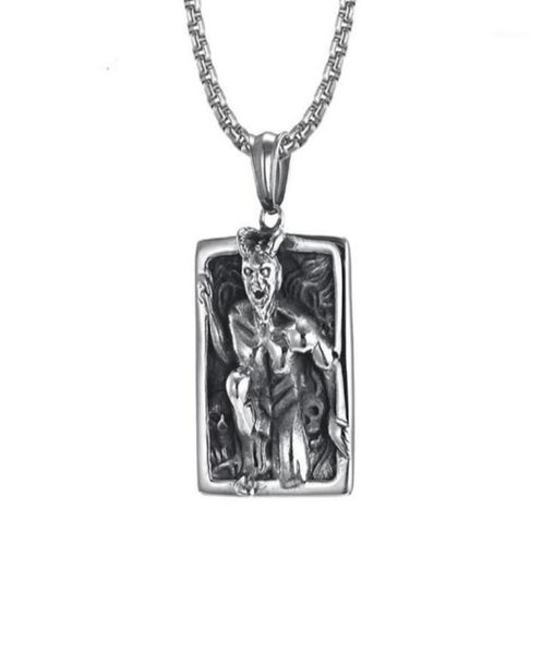 

pendant necklaces stainless steel evil man in the mirror horror necklace vintage gothic punk rock biker men jewelry for him17514244, Silver