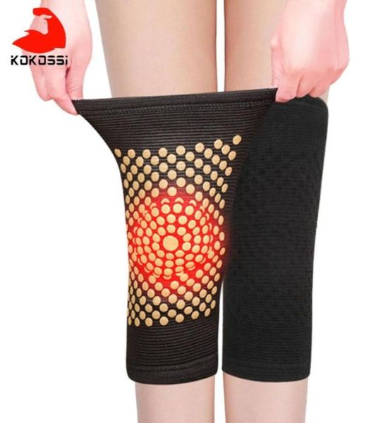 

kokossi 1 pair self heating support knee pads brace warm for arthritis joint pain relief and recovery belt elbow 1189348, Black;gray