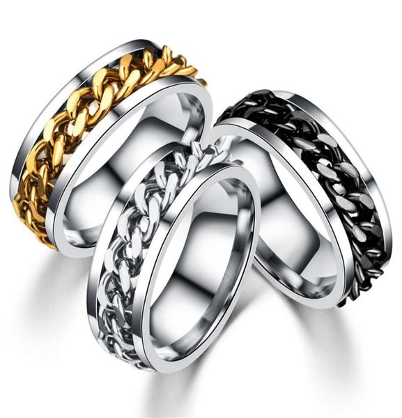 

20 pieces mix color trendy titanium steel rings with chain statement gothic biker finger wedding rings for women8767611, Silver
