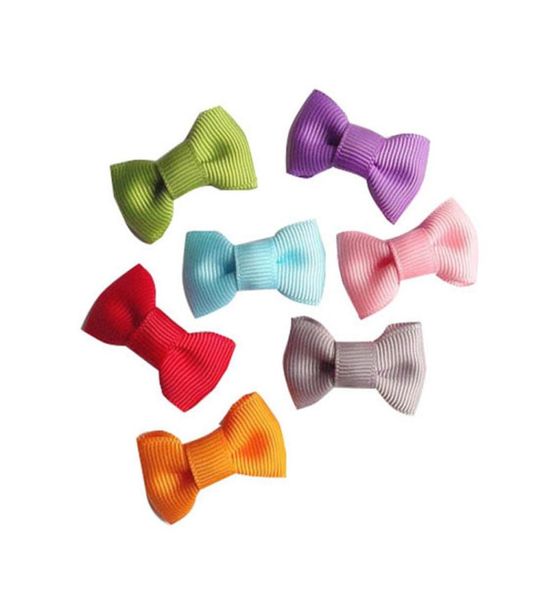 

cute mini tie bow solid ribbon bow snap clip 100pcs012349980479, Slivery;white