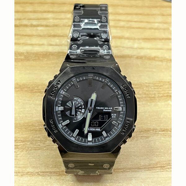 

2023 2100 dual display dial men's sports watch multifunctional waterproof military quartz watch automatic led light boy gift shockproof, Slivery;brown